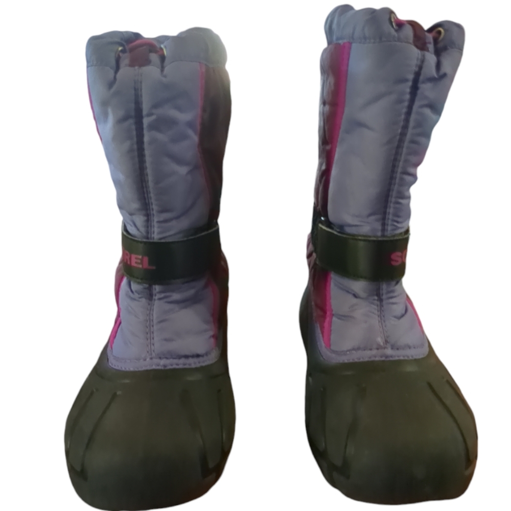 SOREL Purple and Black Pull On Drawstring Snow Boots - Picture 2 of 11